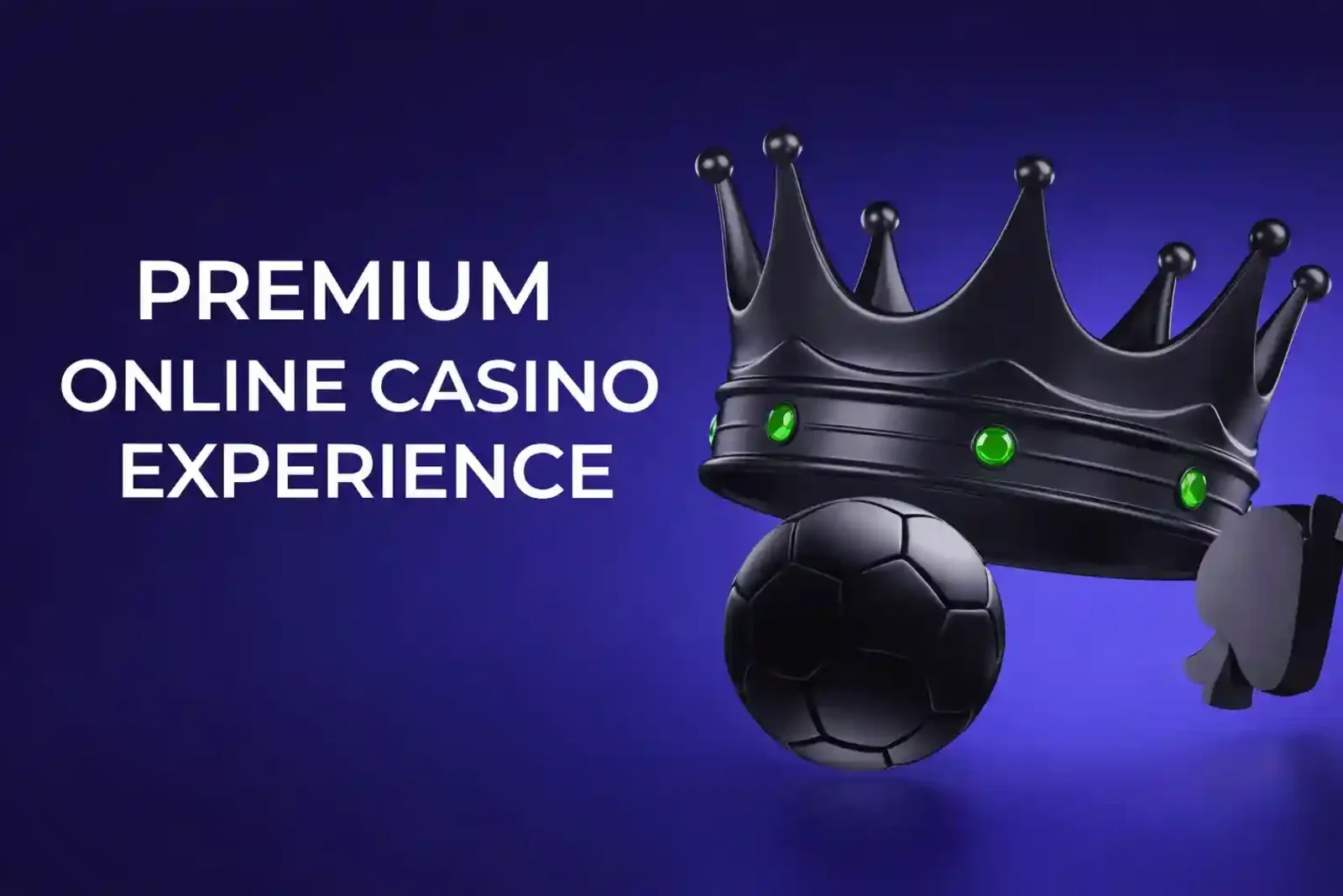 Stylized black crown and soccer ball representing premium casino and sports betting